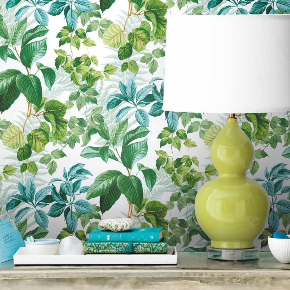 3 1/3 + New Rolls RAINFOREST LEAVES PEEL AND STICK WALLPAPER